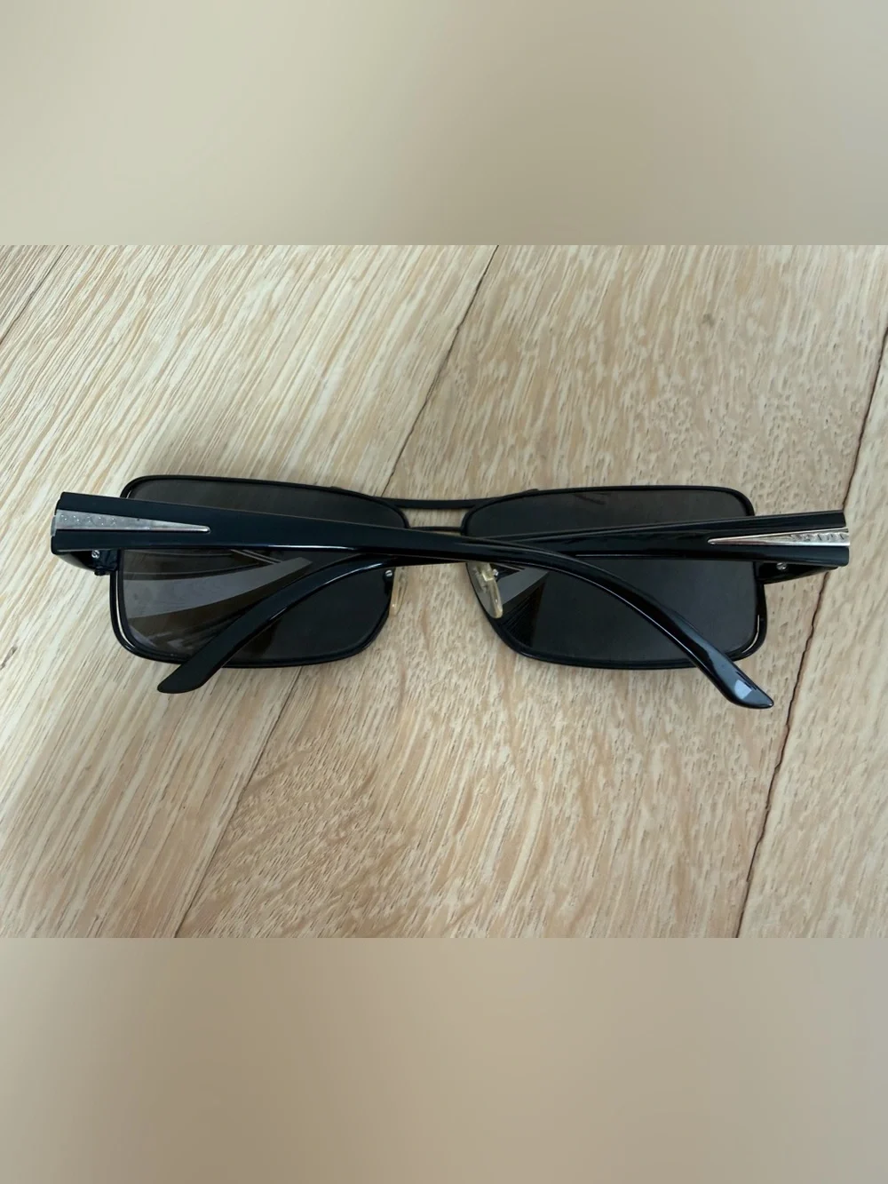 Authentic Prada Mens Black and Gold Rectangular Sunglasses